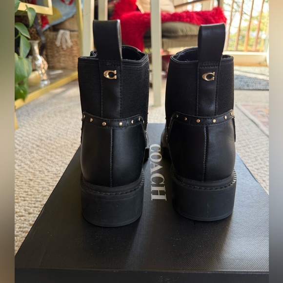 NWB Coach Women Lory Leather  Bootie Black With Gold Detail sz 6.5 - Picture 6 of 6